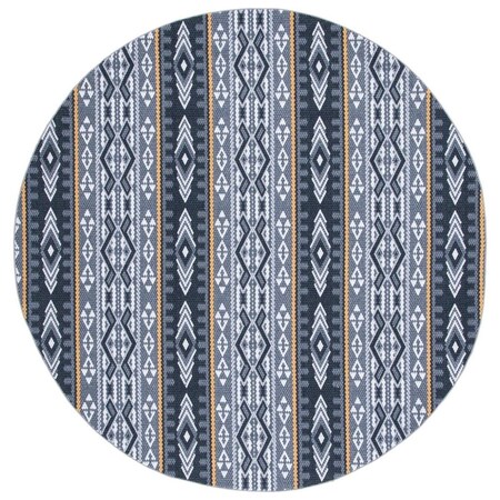 Flowers First 6 ft.-7 in. x 6 ft.-7 in. Journey Global & Southwestern Round Power Loomed Rug; Grey & Gold FL1887903